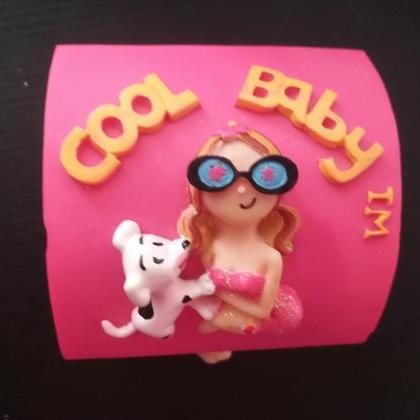 Cool Girl With Cute Dog Square Polymer Box
