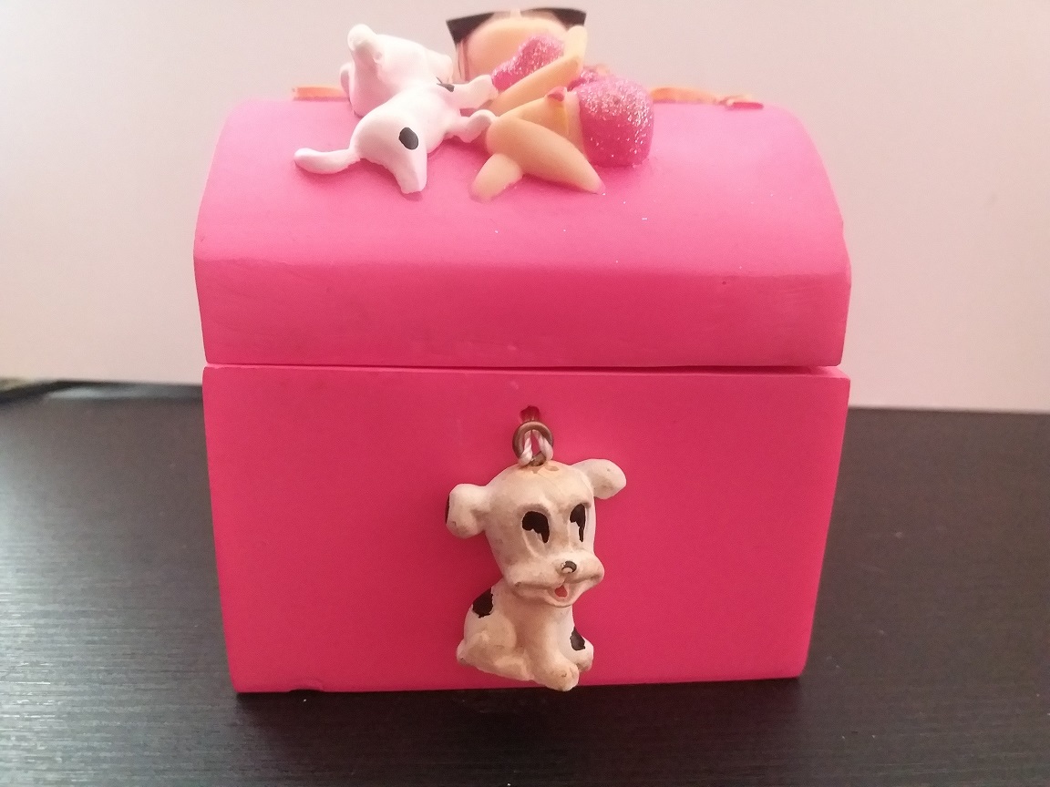 Cool Girl With Cute Dog Square Polymer Box