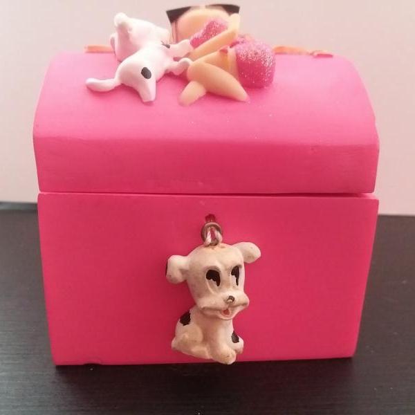 Cool Girl with Cute Dog Square Polymer Box